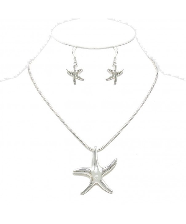 Silver Starfish Pendant Charm Necklace