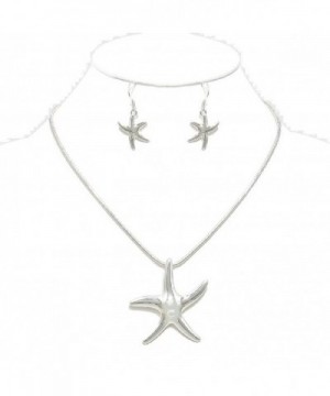 Silver Starfish Pendant Charm Necklace
