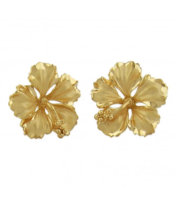 Yellow Sterling Silver Hibiscus Earrings