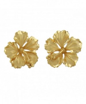 Yellow Sterling Silver Hibiscus Earrings