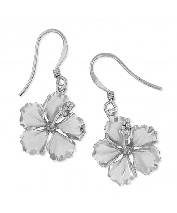 Sterling Silver Hibiscus Dangle Earrings