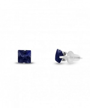 Created Princess Sapphire 4 Prong Earrings