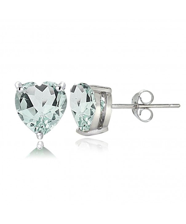 Sterling Silver Aquamarine Heart Earrings