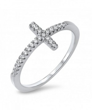 Sideway Womens Sterling Silver Zirconia