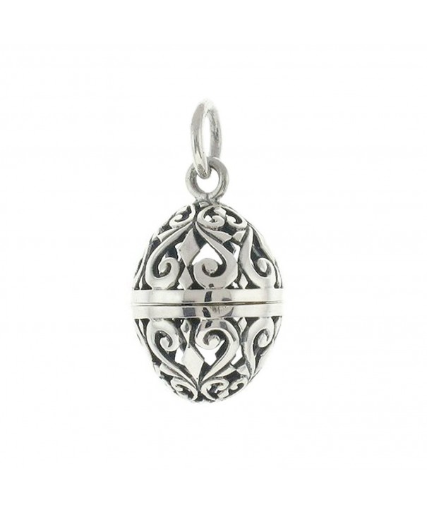 Sterling Silver Filigree Aromatherapy Egg Locket Pendant - C11166GB4D1