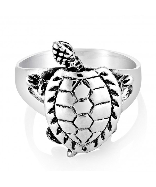 925 Sterling Silver Vintage 3-D Sea Turtle Band Ring Unisex Jewelry ...