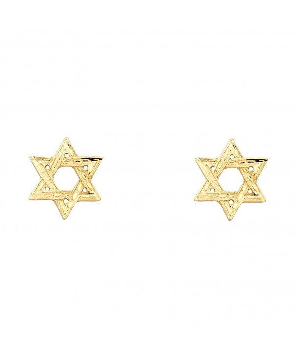 Yellow Gold Star David Earrings