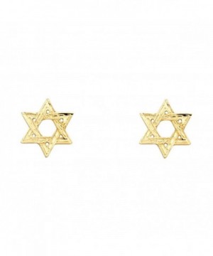 Yellow Gold Star David Earrings