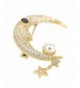 Gold plated Crescent Cubic zirconia Breastpins Accessory