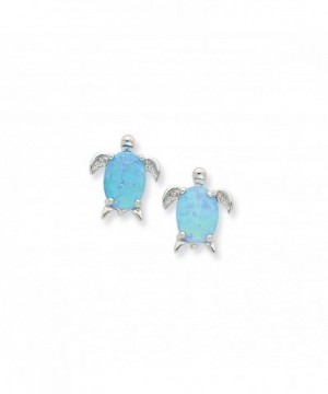 Sterling Silver Created Turtle Earrings