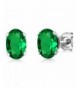 7x5mm Emerald Sterling Silver Earrings