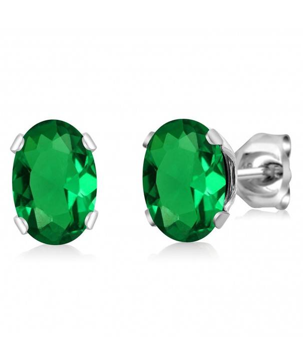 7x5mm Emerald Sterling Silver Earrings