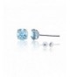 White 6 00mm Round Aquamarine Earring