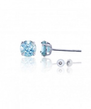 White 6 00mm Round Aquamarine Earring