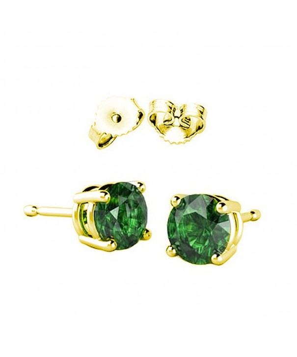 Solitaire Earring Simulated Emerald Sterling