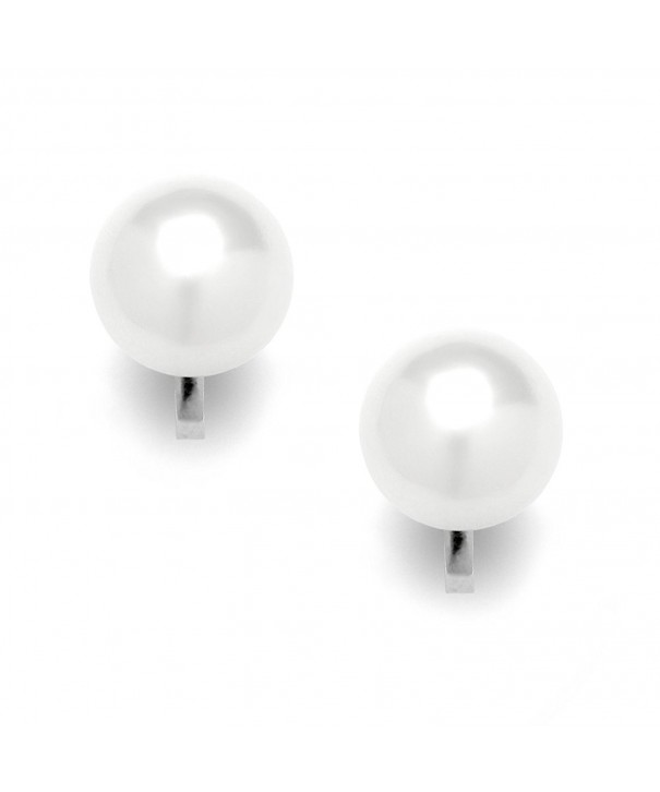 Mariell White Pearl Clip Earrings