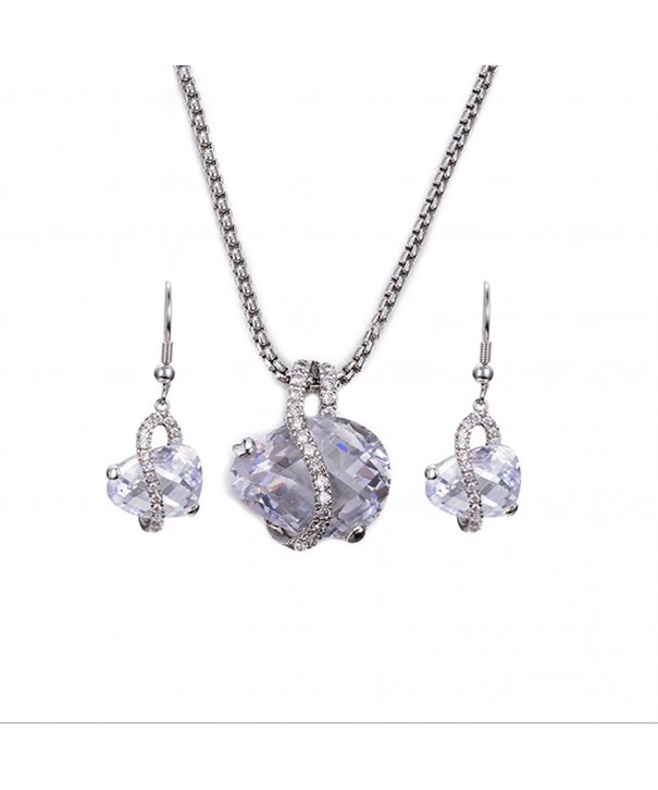 Faceted Crystal Pendant Necklace Earrings