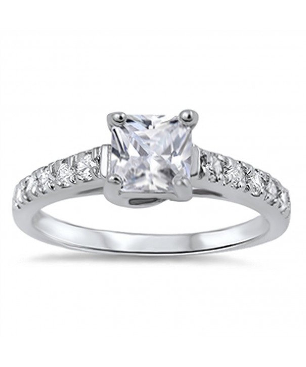 Sterling Silver Princess Solitaire Engagement