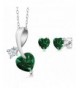 Simulated Emerald Sterling Pendant Earrings