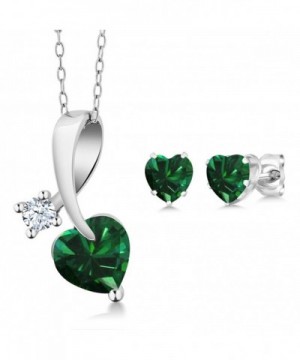 Simulated Emerald Sterling Pendant Earrings