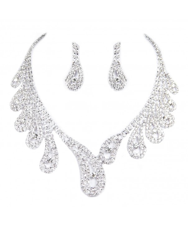 ClearBridal Rhinestones Necklace Earrings 15042a