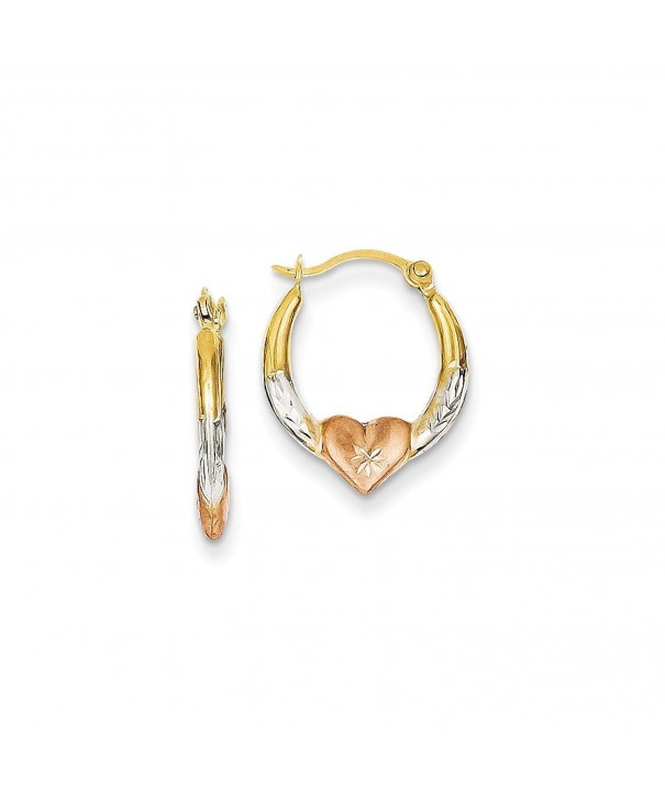 Gold White Rhodium Heart Earrings