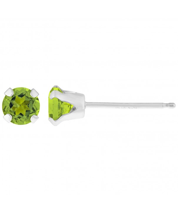 Round Green Peridot Birthstone Earrings