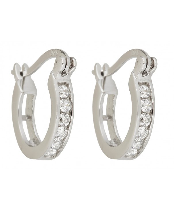 Sterling Silver Zirconia Channel Huggies