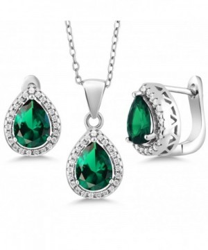 Emerald Sterling Silver Pendant Earrings