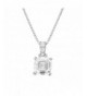 Silver Asscher Solitaire Pendant Rhodium