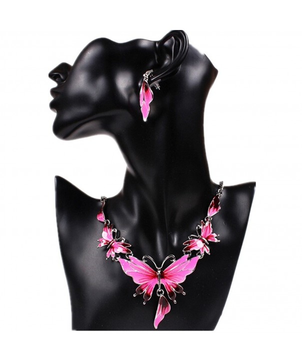 XY Fancy Butterfly Necklace Earrings