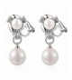 Dangle Earring Simulated Pierced Silver tone