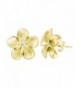 Yellow Plated Stering Plumeria Earrings