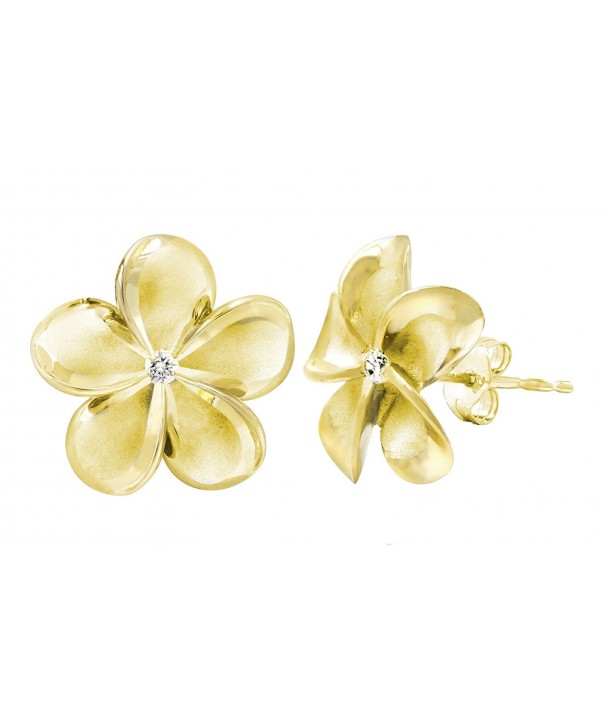 Yellow Plated Stering Plumeria Earrings