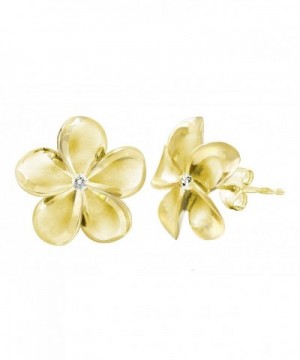 Yellow Plated Stering Plumeria Earrings