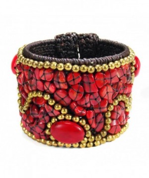 Tribal Cotton Reconstructed Coral Bracelet