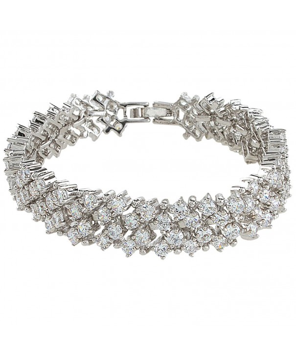 EVER FAITH Zirconia Bracelet Silver Tone