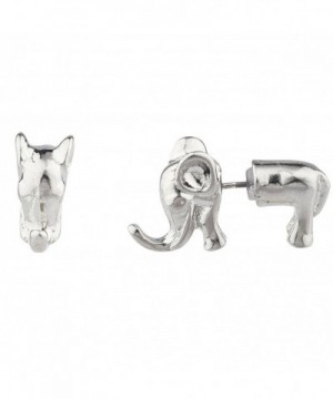 Lux Accessories Silvertone Elephant Earrings