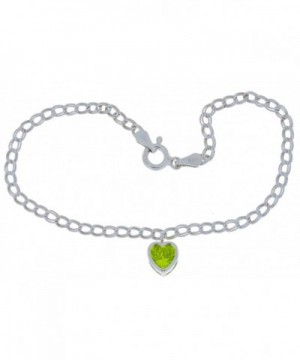 Simulated Peridot Bracelet Sterling Rhodium