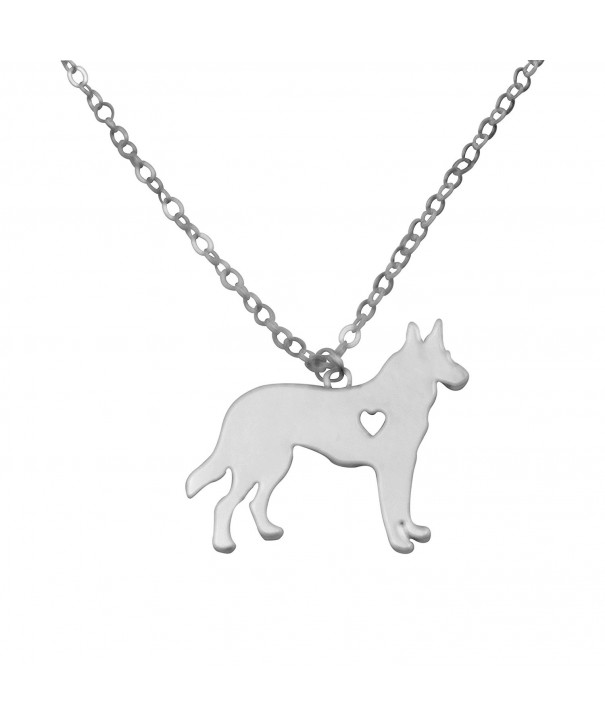 Silvertone Outline Shepherd Pendant Necklace