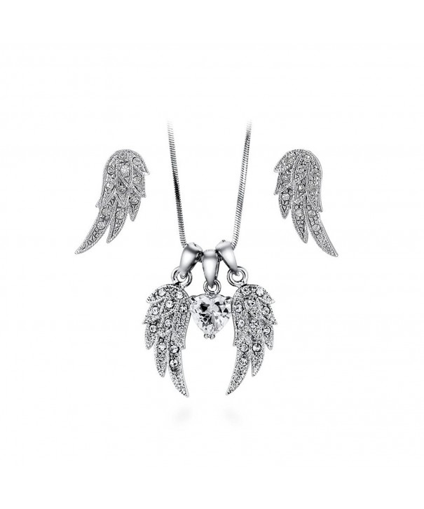 BERRICLE Rhodium Zirconia Necklace Earrings