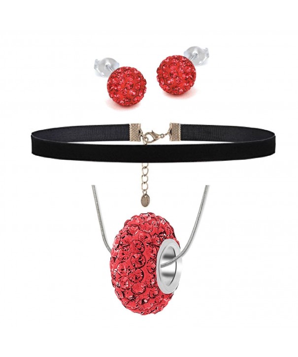 BodyJ4You Jewelry Crystal Necklace Earrings