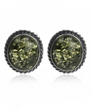Sterling Silver Green Amber Earrings