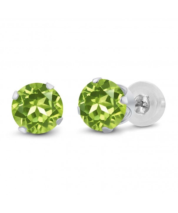 Round Green Peridot Womens Earrings