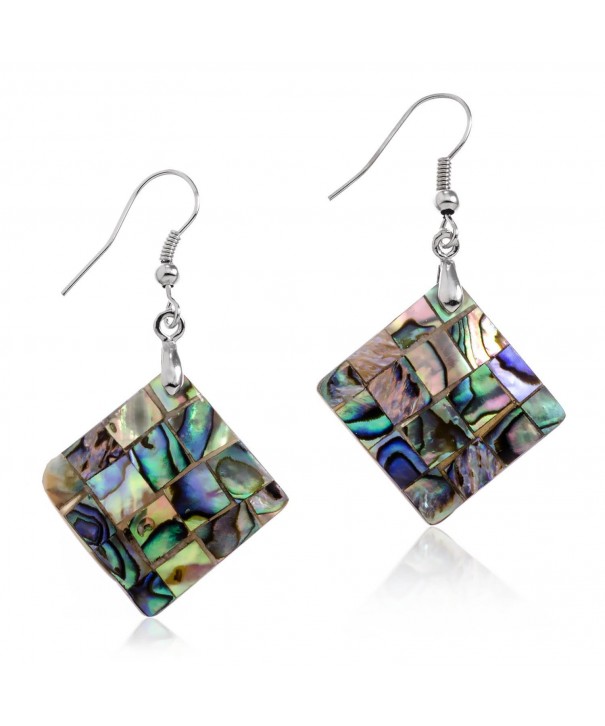 PammyJ Silvertone Abalone Square Earrings