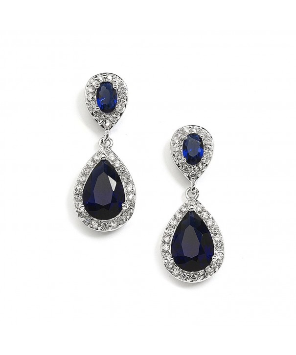 Sapphire Cubic Zirconia Teardrop Earrings for 