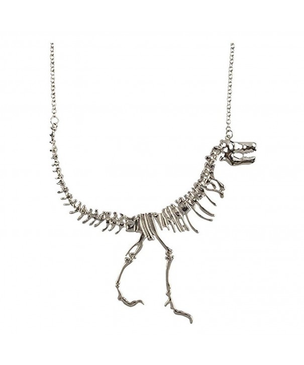 Janestore Dinosaur Statement Necklace Teens Silver