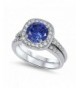 Sterling Silver Simulated Sapphire Wedding