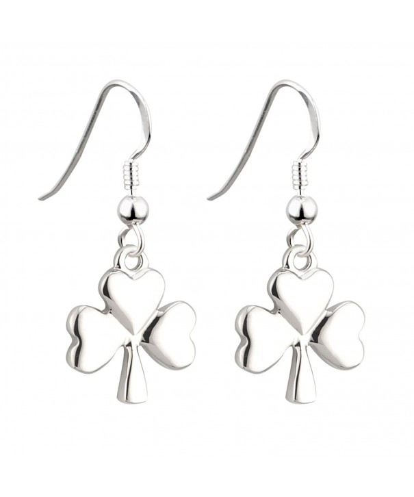 Shamrock Earrings Rhodium Plated Irish