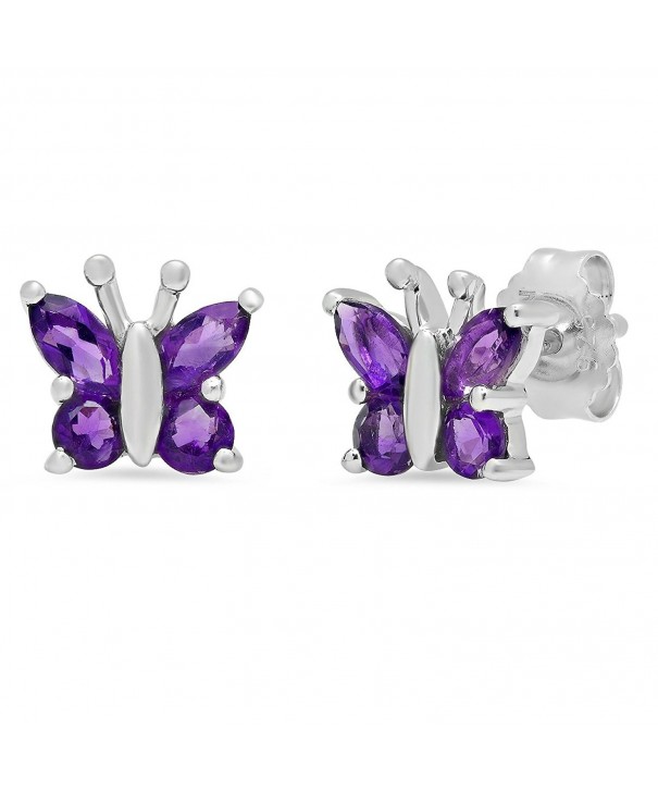 Sterling Silver Amethyst Butterfly Earrings